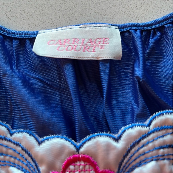 Vibrant Blue Carriage Court Nightgown with Floral Embroidery - Picture 8 of 8